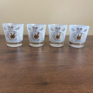 Vintage Georges Briard Frosted Cocktail Glasses Mid Century Bird Cage Barware
